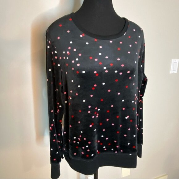 KATE SPADE Womens Velour Polka Dot Pajama Top Long Sleeve Velvet Loungewear - Picture 6 of 10